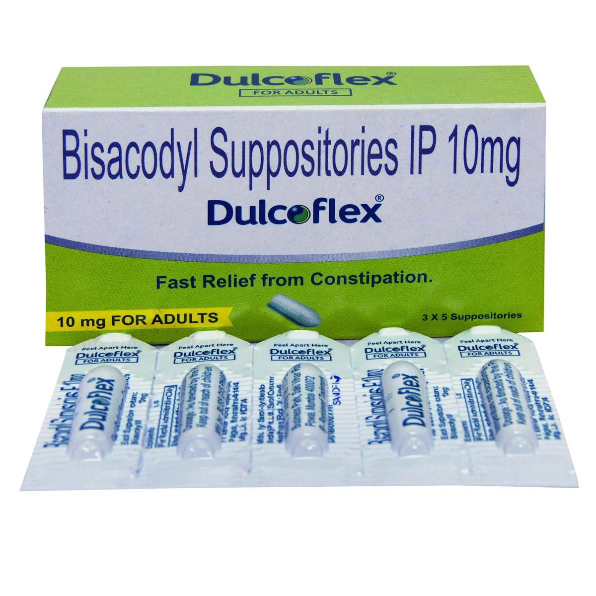 Dulcoflex Bisacodyl Suppositories IP 10mg for Adults | Provides Fast Relief from Constipation