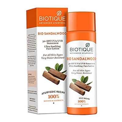 Biotique Bio Sandalwood Lotion 50+ SPF Sunscreen for all Skin Type