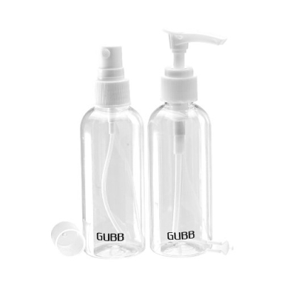 Gubb 2 Travel Bottle Set (Pack of 2 Clear Plastic)