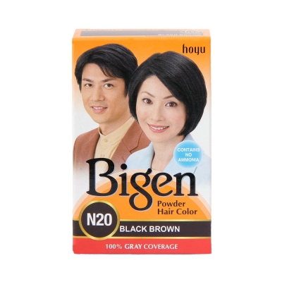 Bigen Hair Color Powder - Black Brown (No. 20), 1 pc Carton