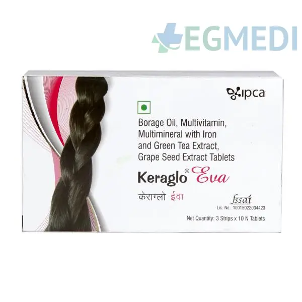 Keraglo Eva Tablet for Adult Women | Hair Fall Treatment | Gluten-Free