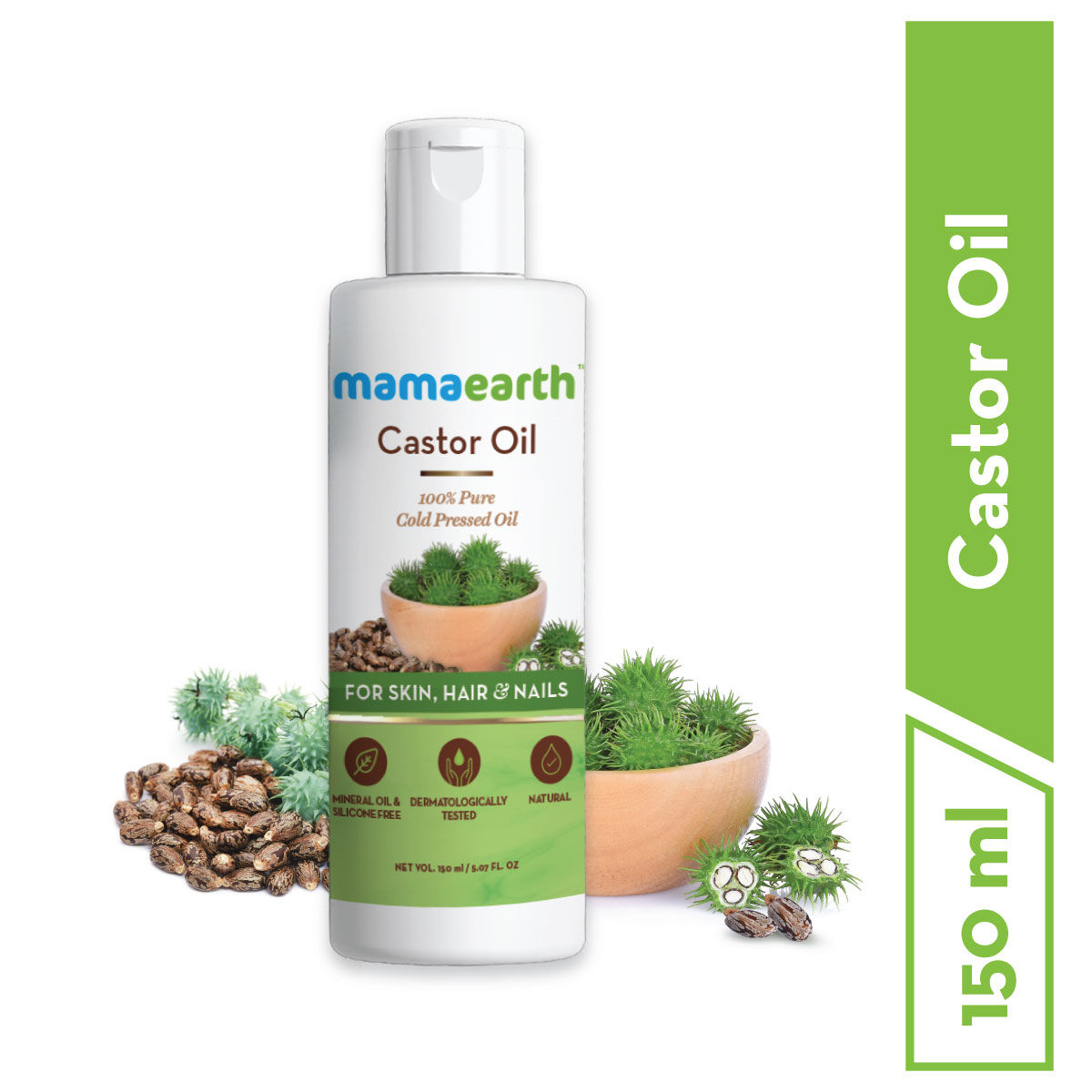 Mamaearth Cold-Pressed Castor Oil for Skin, Hair & Nails | Mineral Oil & Silicone-Free