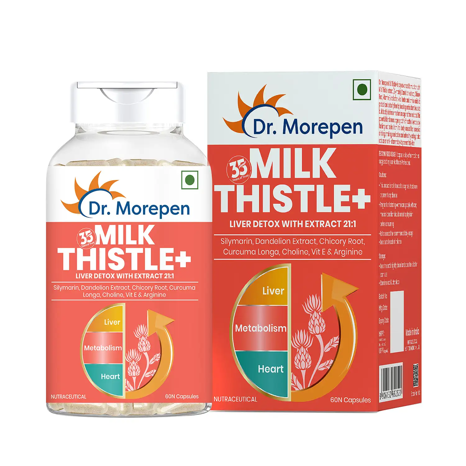 Dr. Morepen Milk Thistle+ | With Silymarin for Liver Health & Digestion | Capsule