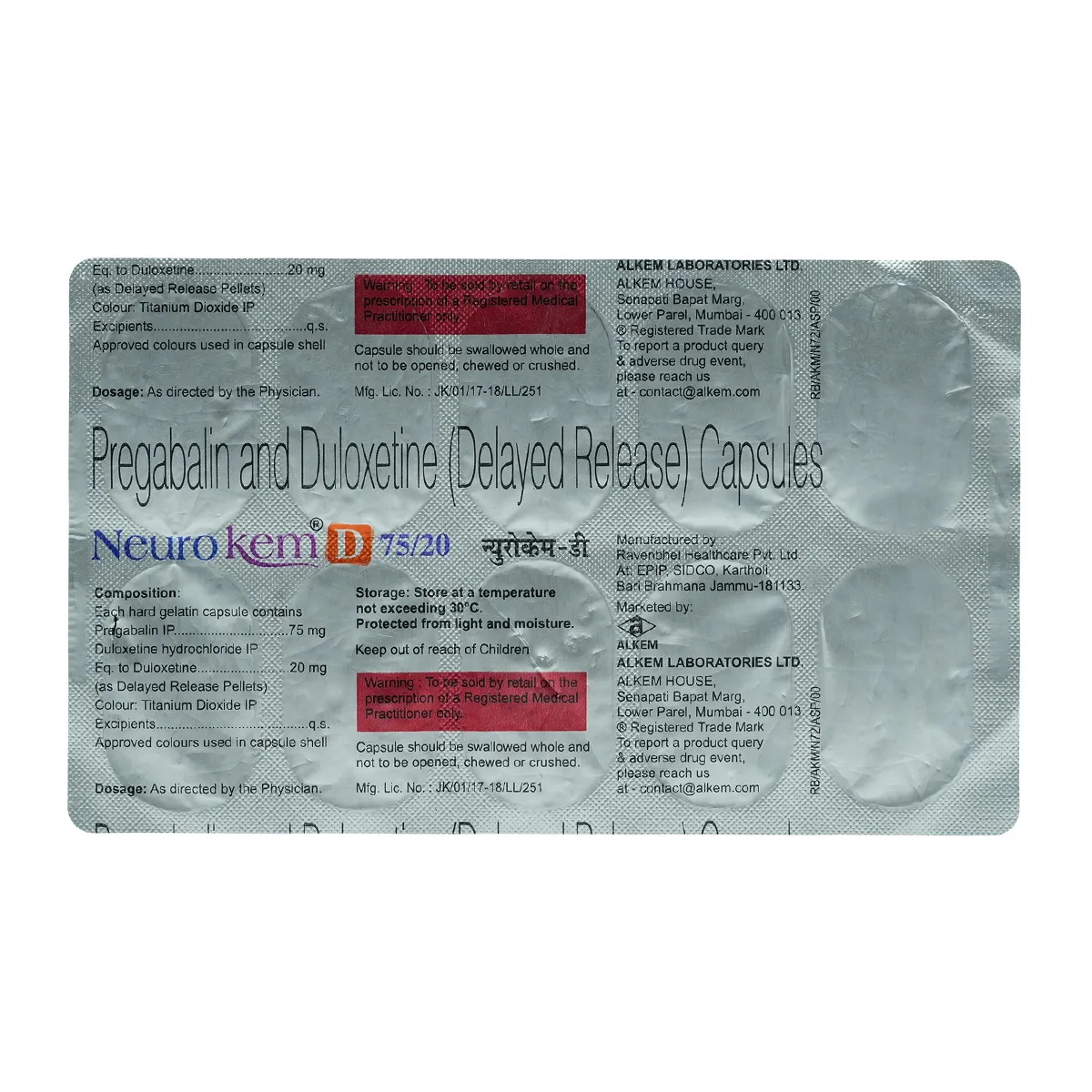 Neurokem D 75mg/20mg Capsule