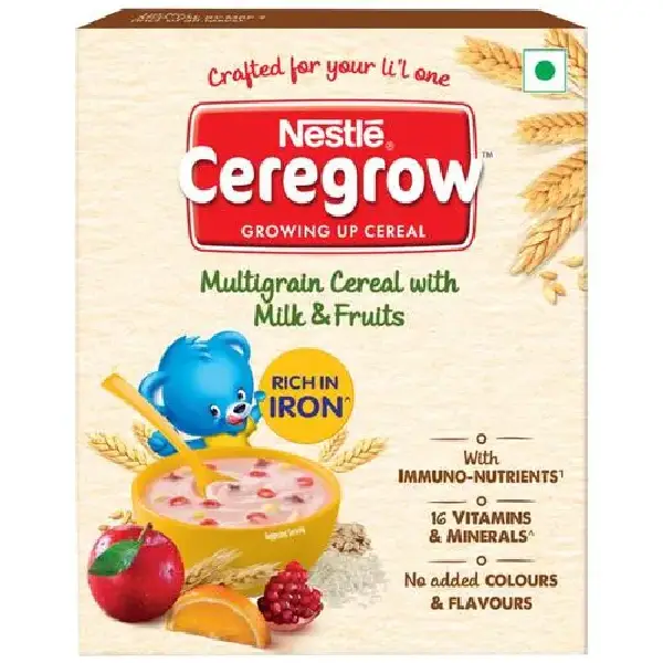 Nestle Ceregrow Multigrain Cereal with Milk & Fruits for 2-6 Years | Rich in Iron