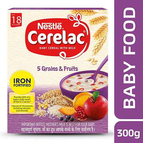 Nestle Cerelac Baby Cereal with Iron, Minerals & Vitamins | From 18 to 24 Months | 5 Grains & Fruits