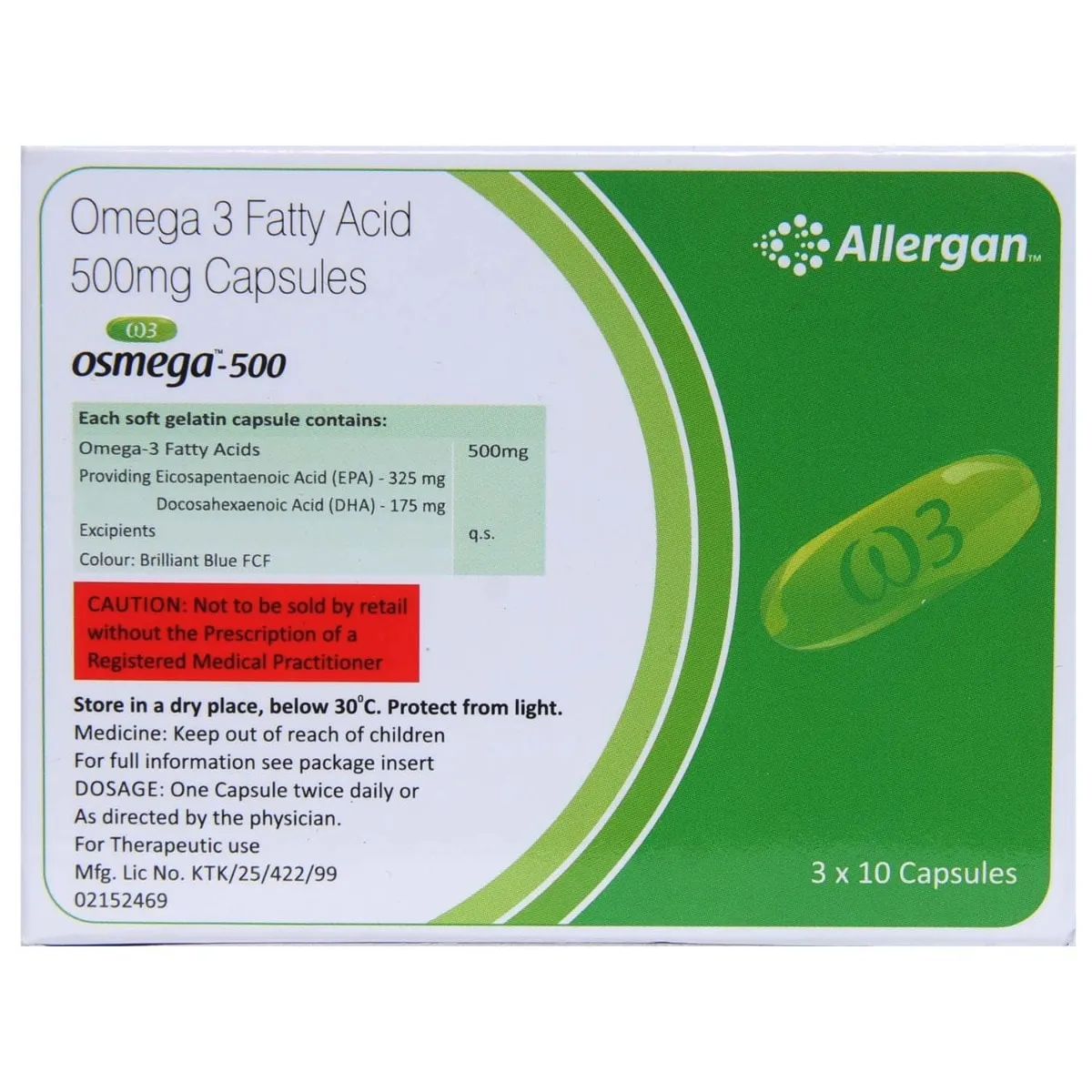 Osmega 500mg Omega-3 Fatty Acid Soft Gelatin Capsule