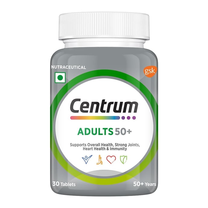 Centrum Adult 50+ | Veg Tablets for Joints, Heart & Immunity | World's No.1 Multivitamin & Multimineral 30's