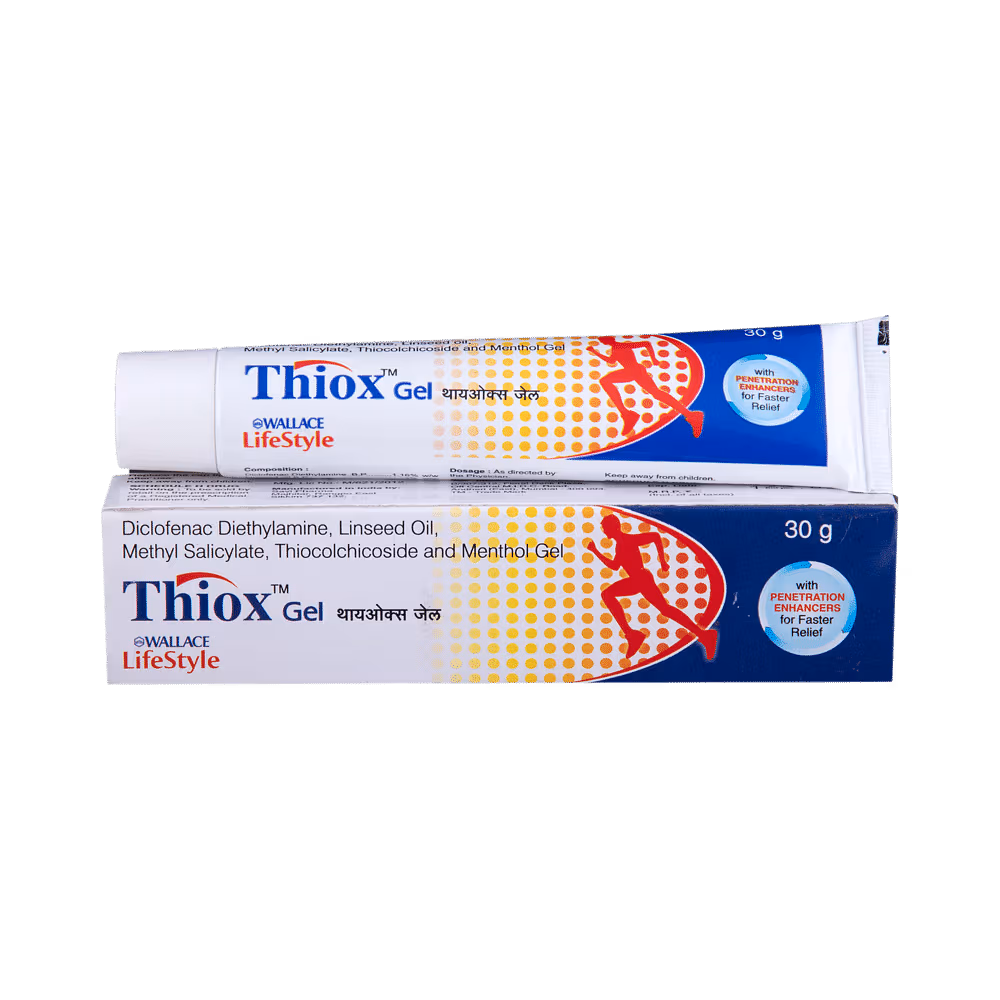 Thiox Gel with Diclofenac Diethylamine & Menthol | For Joint Pain, Neck Pain, Back Pain & Muscle Pain