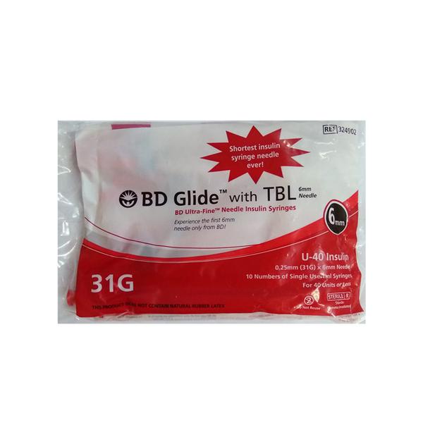 BD Glide with TBL Ultra-Fine Insulin Syringes U40 31G 6mm 10BG