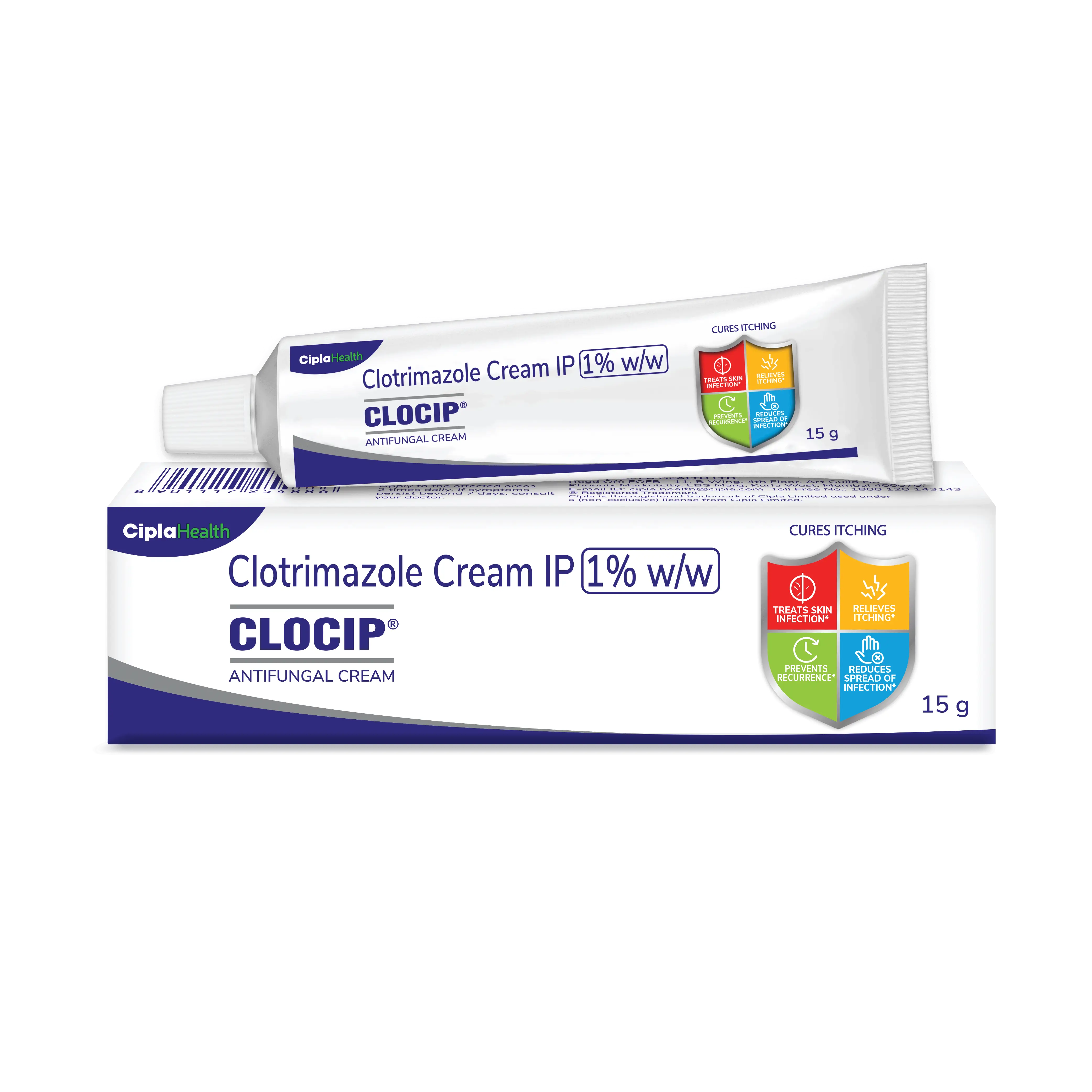 Clocip Clotrimazole Cream for Skin Infections (15 gm)