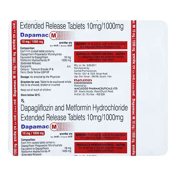 Dapamac M 10mg/1000mg Tablet