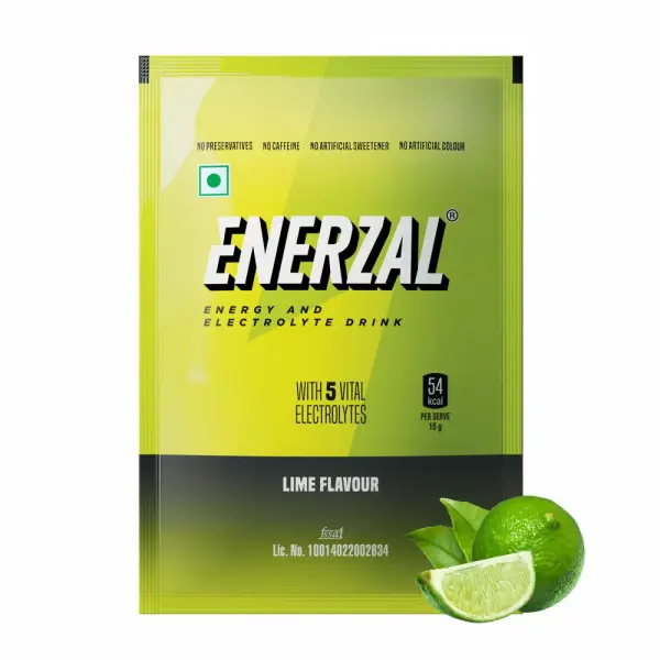 Enerzal Energy & Electrolyte Drink with 5 Vital Electrolytes | For Stomach Care | Flavour Powder Lime 100gm