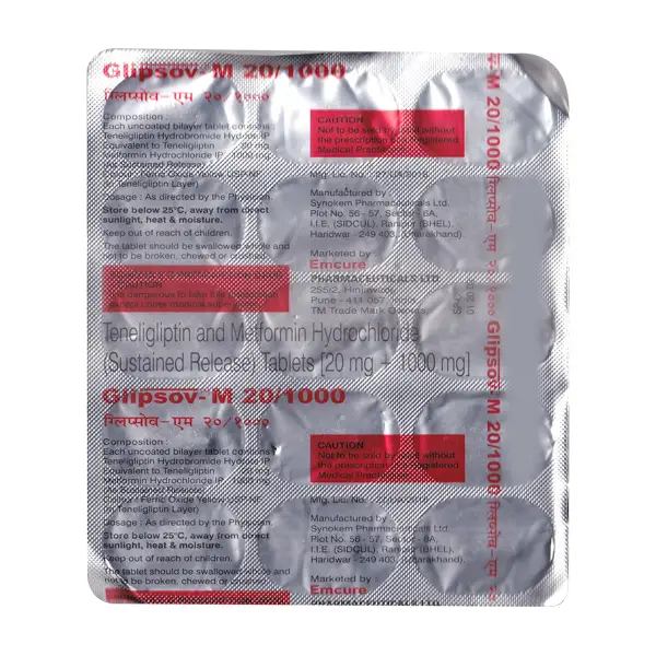 Glipsov M 1000mg/20mg Tablet PR