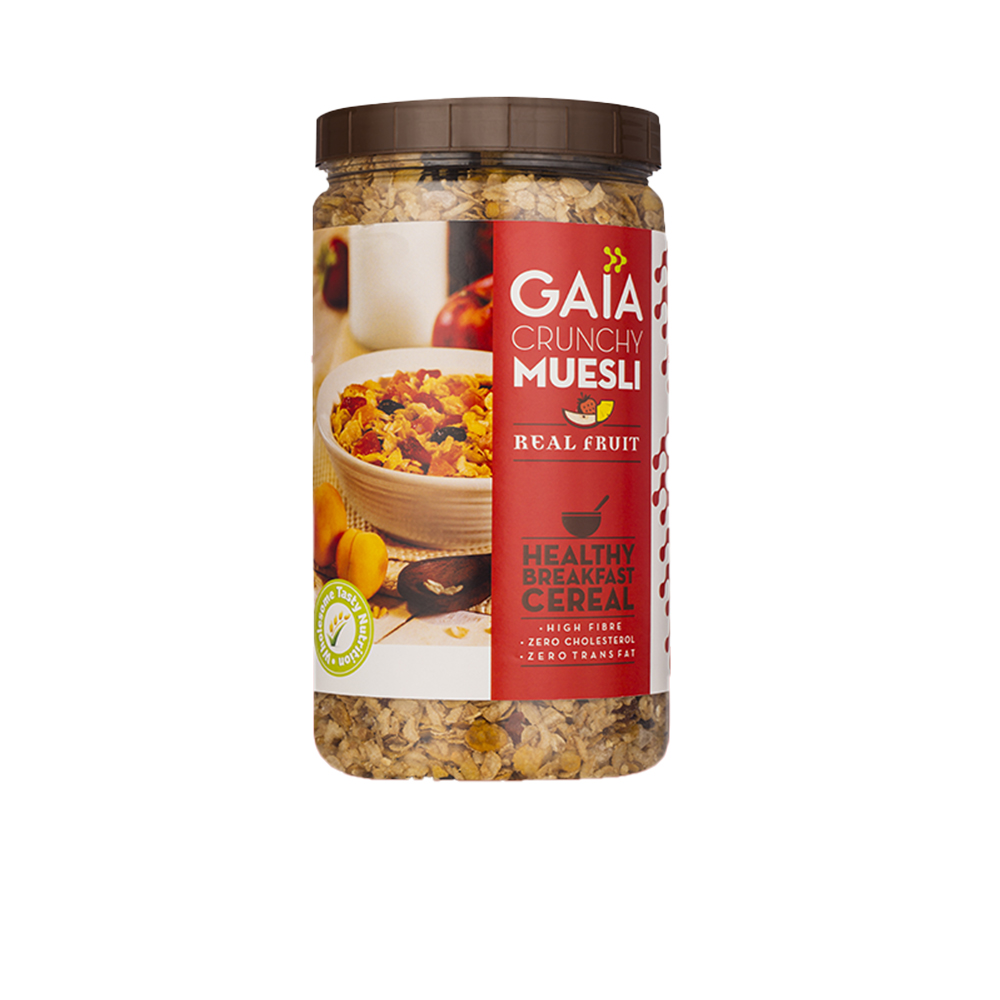GAIA with Vitamins, Minerals, High Protein & Fibres for Nutrition | Crunchy Muesli Real Fruit