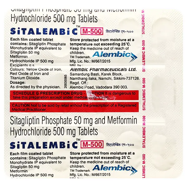 Sitalembic M 50mg/500mg Tablet