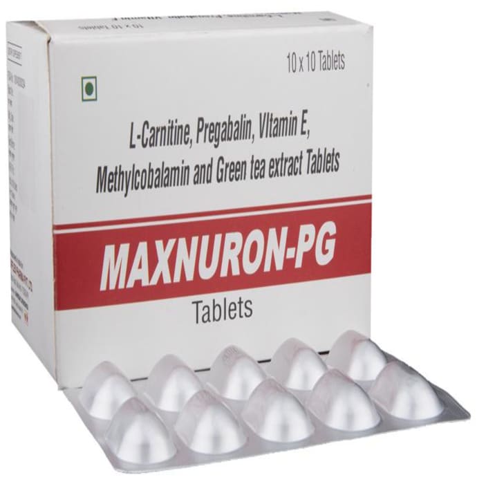 Maxnuron-PG Tablet with L-Carnitine, Pregabalin, Vitamin E, Methylcobalamin & Green Tea Extract